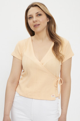 Cache-coeur en pointelle beige rosé