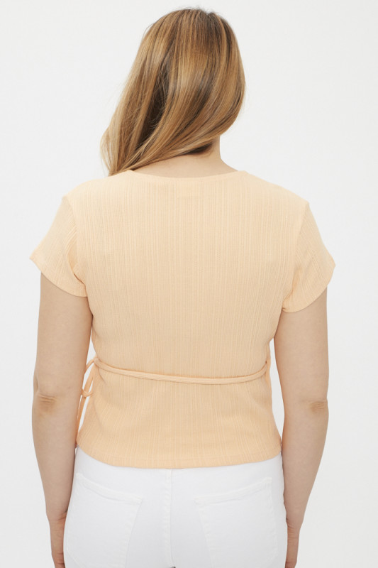 Cache-coeur en pointelle beige rosé femme levi's manches courtes