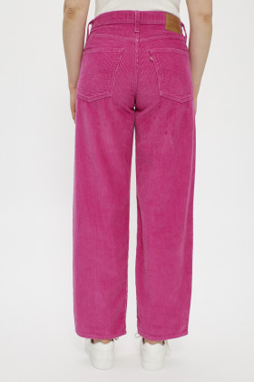 Jeans baggy dad en velours rose