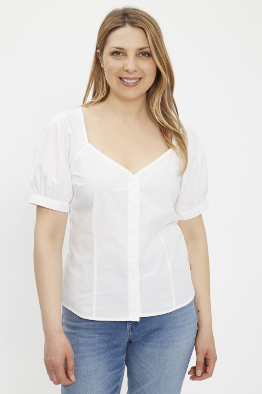 Blouse blanche Marta manches courtes raglan