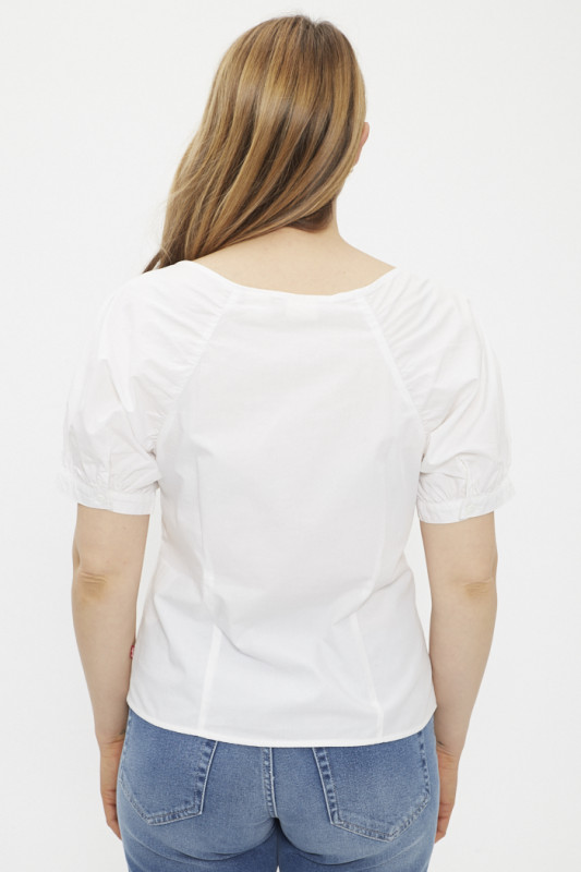 Blouse blanche Marta manches courtes raglan femme en coton