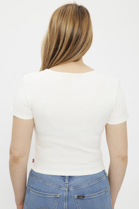 Top slim blanc à manches courtes levi's coton mélangé