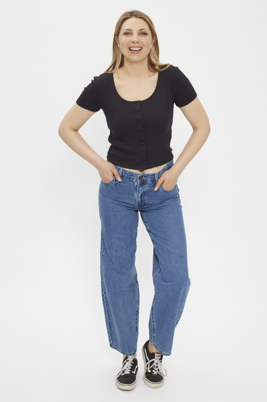 Top slim noir à manches courtes femme levi's