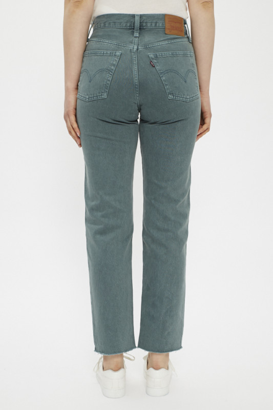 Jeans 501 crop vert sapin en coton