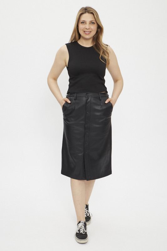 Jupe crayon en similicuir noir femme  levi's