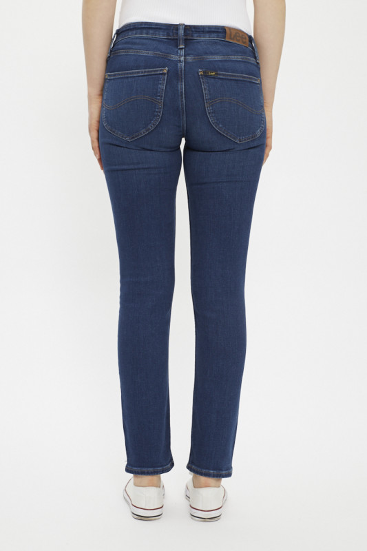 Jeans Elly coupe slim bleu denim en coton mélangé