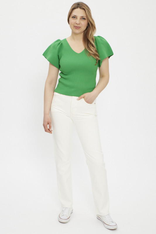 Top vert manches bouffantes femme Only
