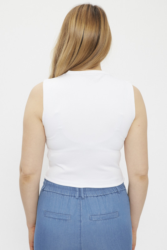 Top sans manches blanc coupe slim