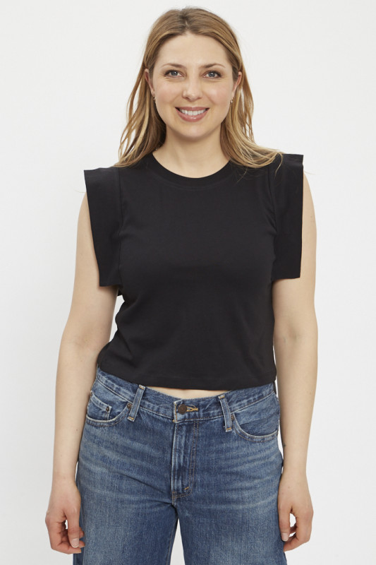 T-shirt fantaisie noir sans manches