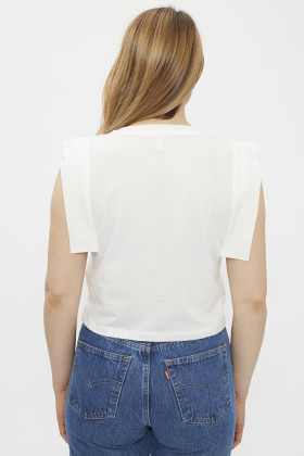 T-shirt fantaisie blanc sans manches coupe standard