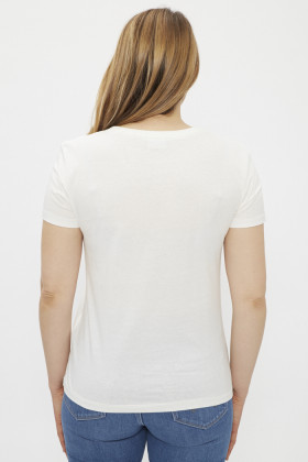 T-shirt blanc motif Priority manches courtes