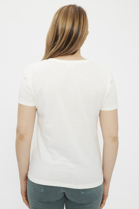 T-shirt blanc motif Happiness manches courtes