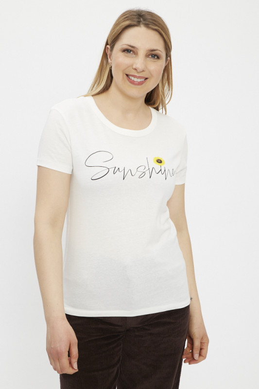 T-shirt blanc motif Sunshine femme