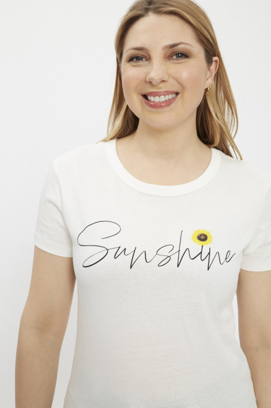 T-shirt blanc motif Sunshine femme JDY