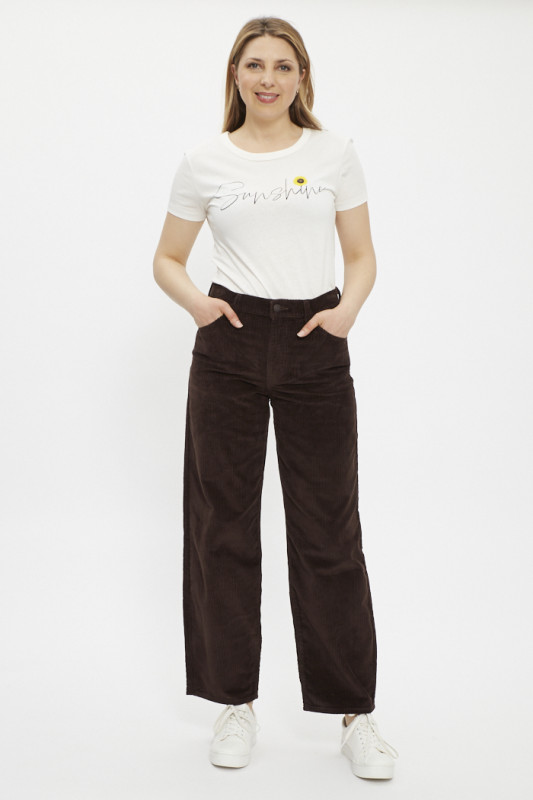 T-shirt blanc motif Sunshine manches courtes