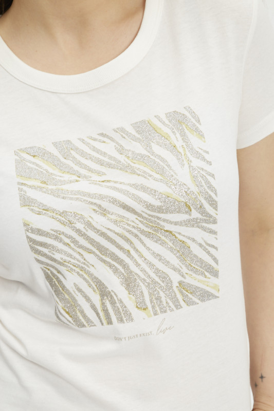 T-shirt blanc motif Don't just exist femme