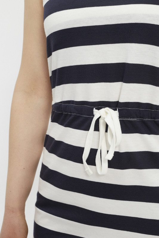 Robe à rayures bleu marine t blanches femme