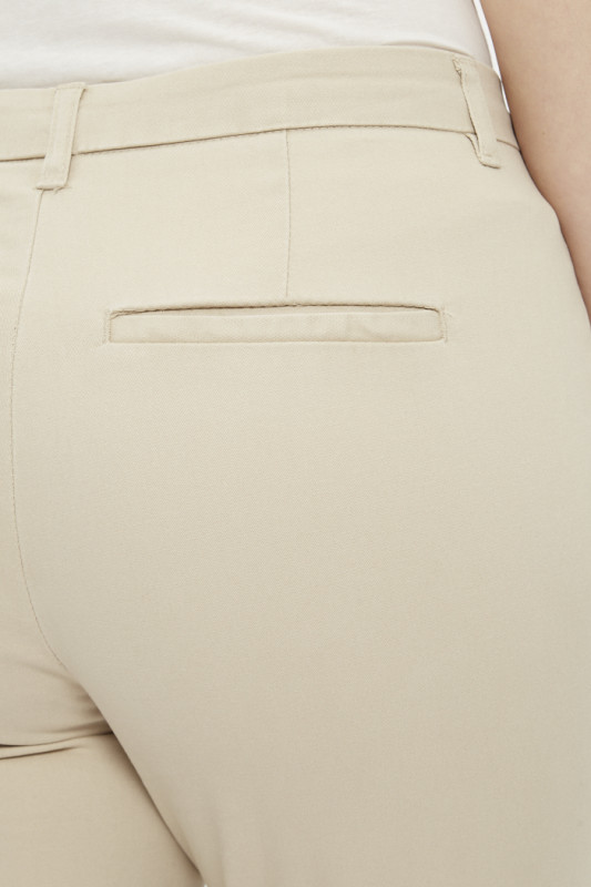 Pantalon chino beige en coton mélangé femme