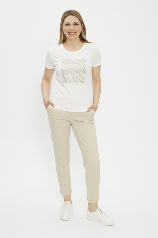 Pantalon chino beige en coton mélangé femme Only