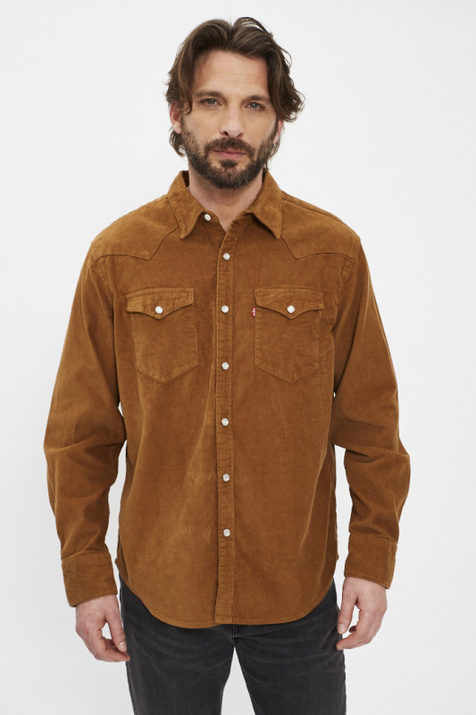 chemise Western Barstow velours marron homme