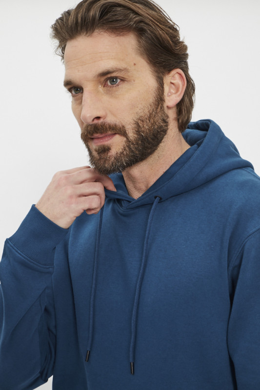 Sweat basic bleu marine à capuche