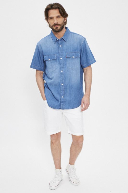 Chemise western relaxed indigo