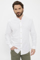 Chemise blanche col mao coton et lin