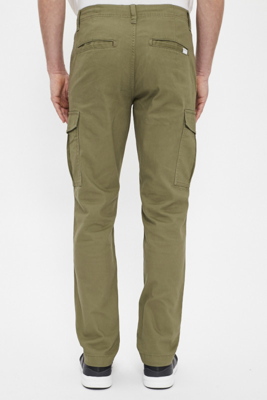 Chino cargo kaki coton mélangé