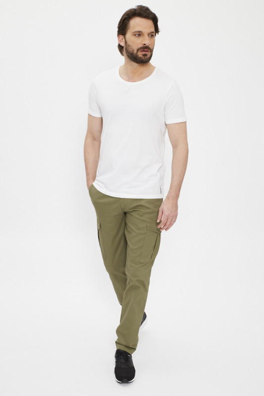 Chino cargo kaki coton mélangé homme jack & jones
