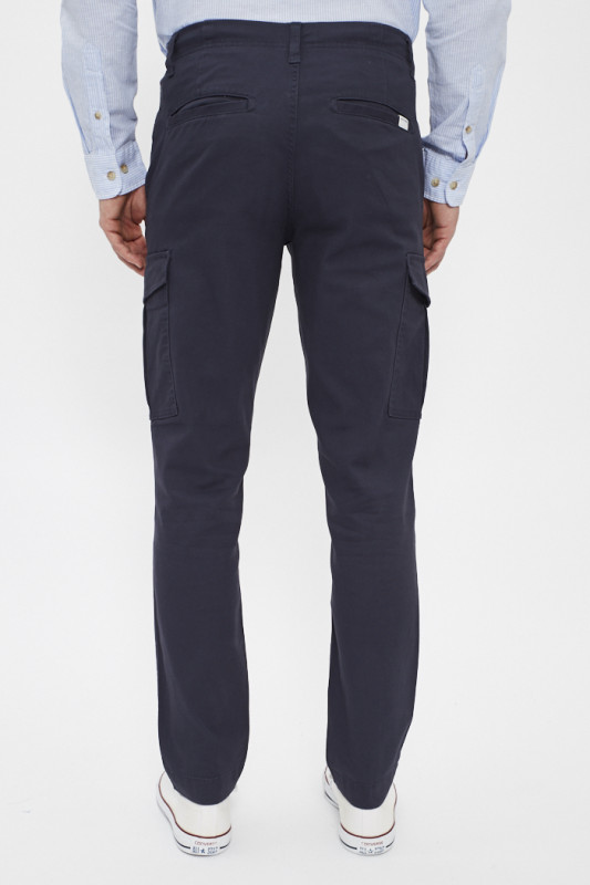 Chino cargo bleu marine coton mélangé