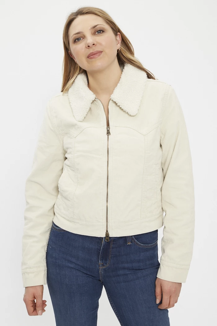 Veste trucker en mouton synthétique outlet