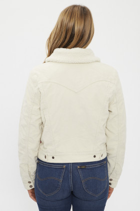 Veste trucker sherpa slim beige en coton