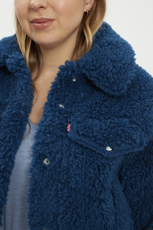 Veste Buble sherpa bleue femme