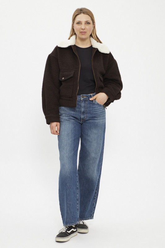 Veste trucker buble marron laine mélangée femme levi"s