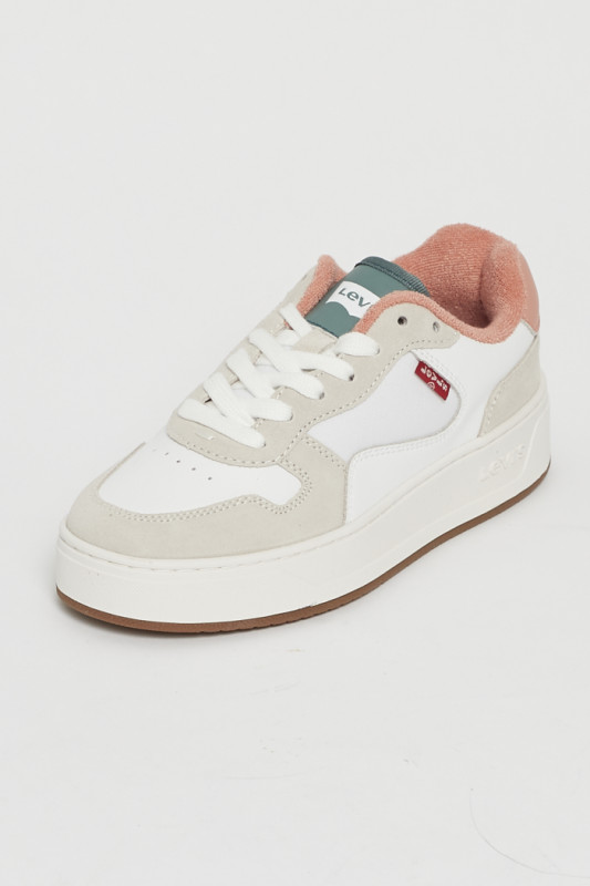 Baskets basses en cuir beige