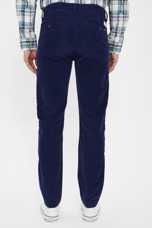 Chino standard velours bleu foncé