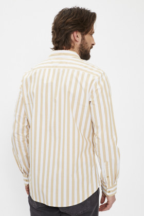 Chemise Ls Battery rayures beige coupe slim