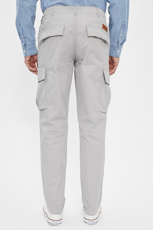 Pantalon cargo gris coton mélangé
