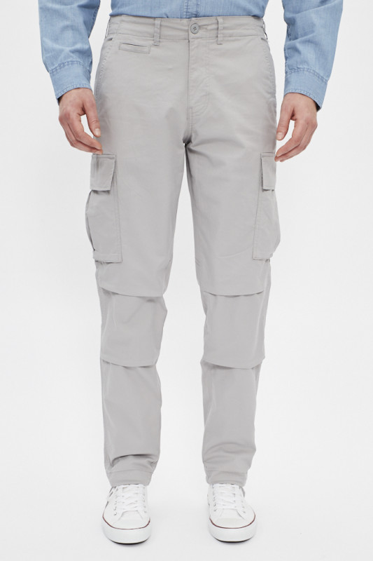 Pantalon cargo gris coton mélangé homme