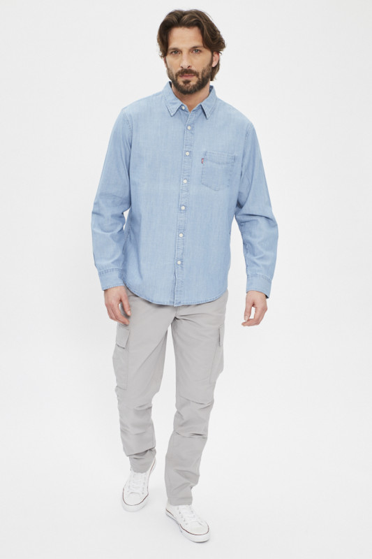 Pantalon cargo gris coton mélangé homme jack & jones