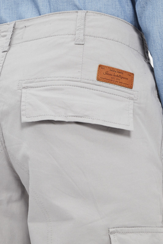 Pantalon cargo gris coton mélangé coupe classique