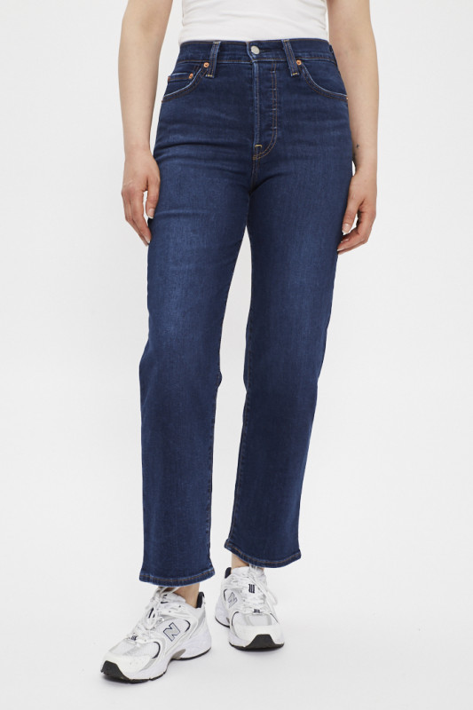 Jeans ribcage straight ankle dark indigo femme