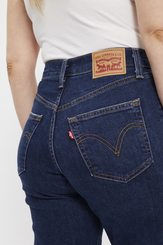 Jeans ribcage straight ankle dark indigo coton mélangé levi's