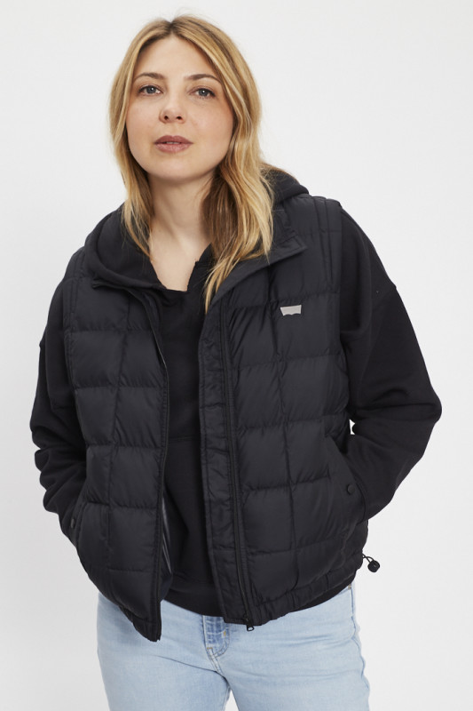 Doudoune sans manches matelassée noire femme