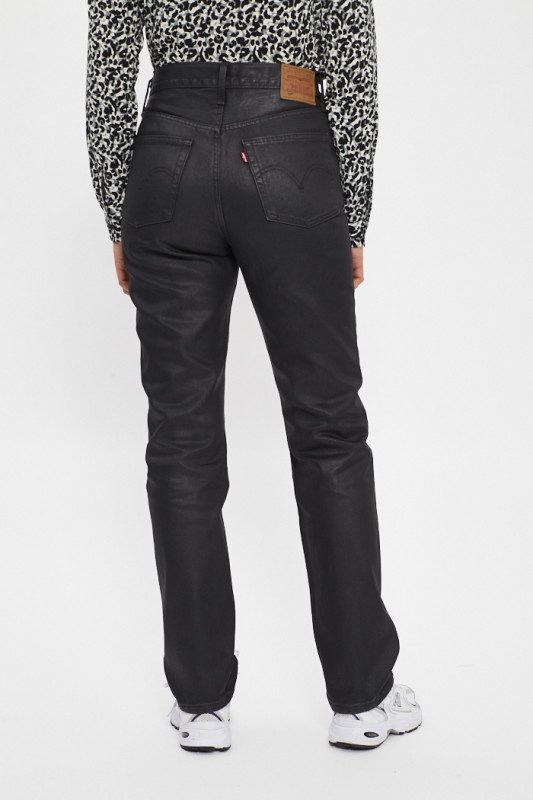 Jeans 501 wax coated noir femme