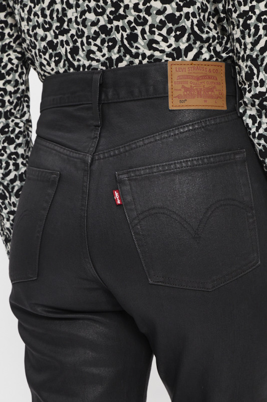 Jeans 501 wax coated noir femme levi's en coton