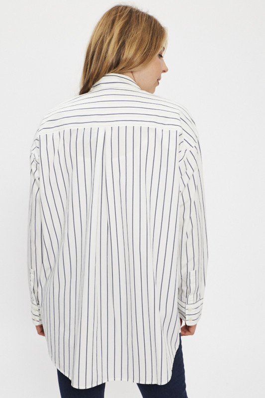 Chemise ample Nola blanche à rayures bleues