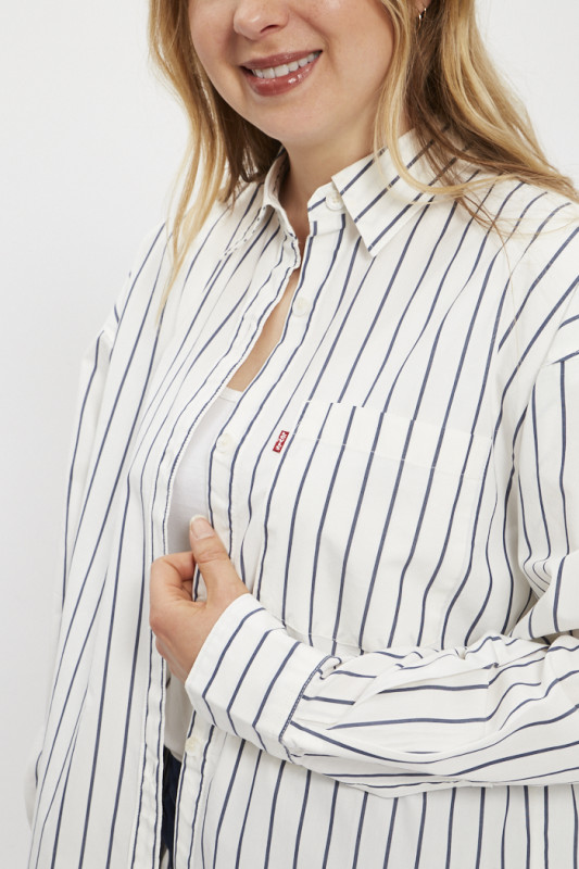 Chemise ample Nola blanche à rayures bleues manches longues Levi's