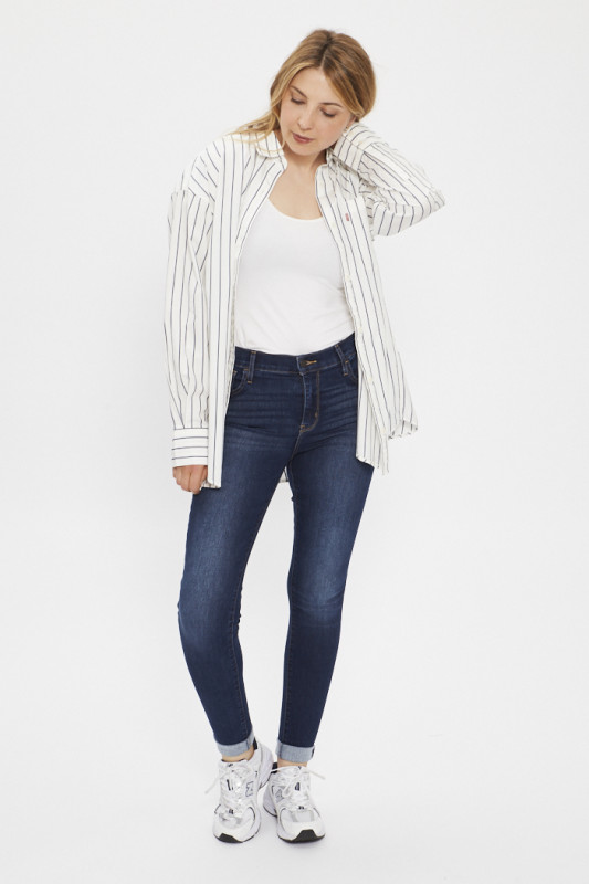 Chemise ample Nola blanche à rayures bleues en coton levi's
