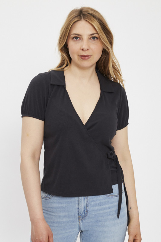 Cache-coeur noir caviar femme